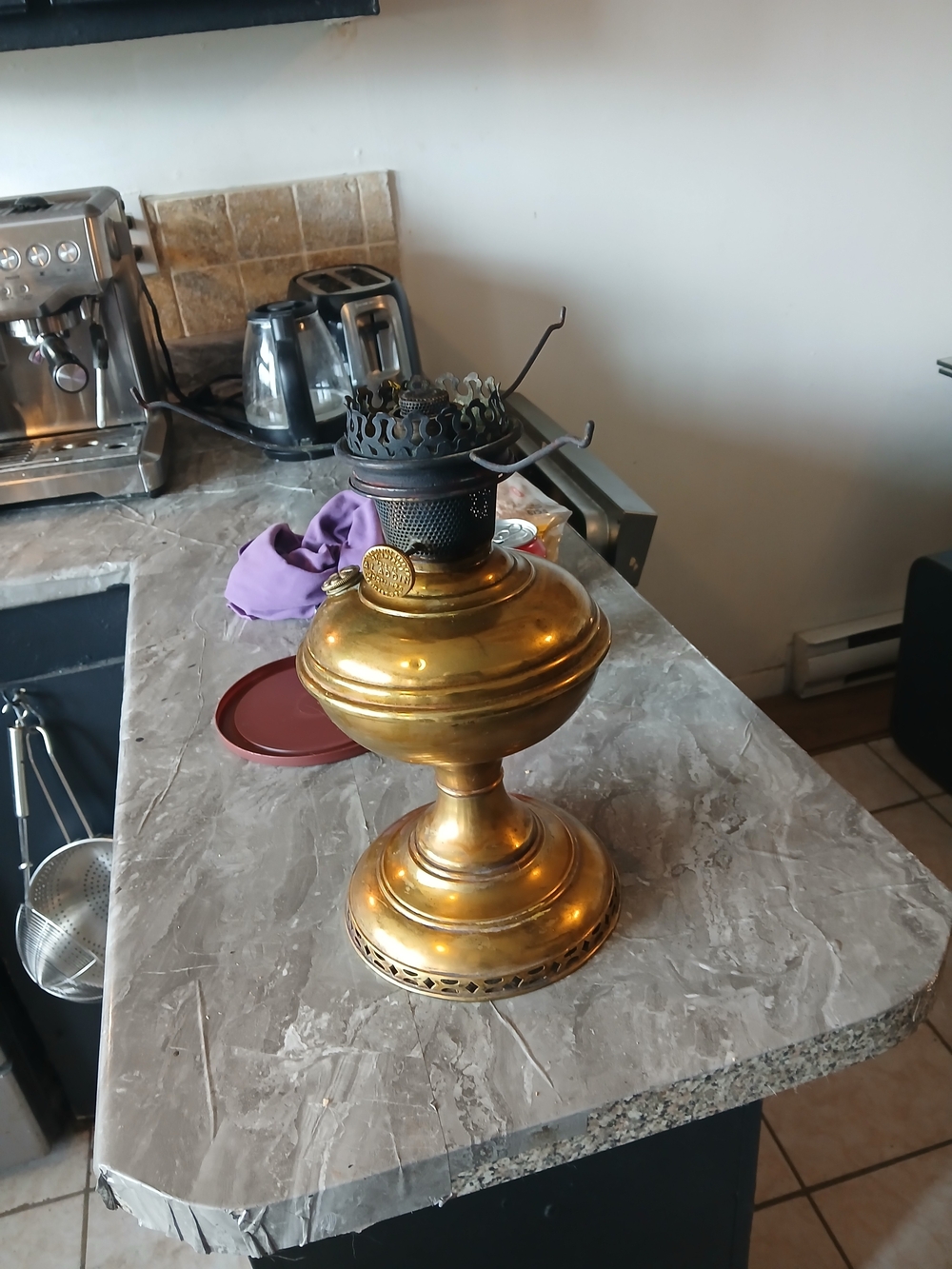 Vintage Brass Table Oil Lamp Base - ALADDIN MODEL 5